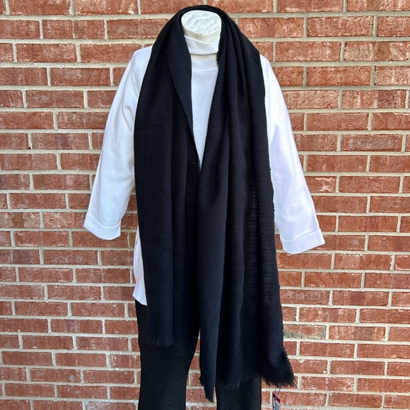 Vince Camuto Solid Black Long & Soft Versatile Neck Scarf - Picture 6 of 8